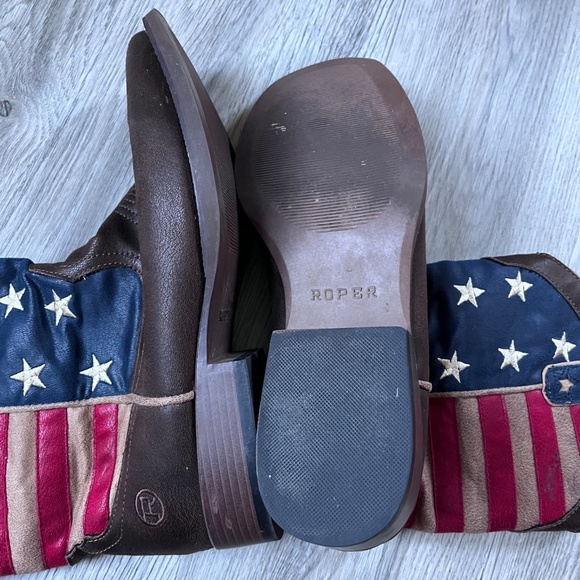 Roper Western Boots Mens American Patriot Brown size 10 square toe flag usa - Picture 6 of 6